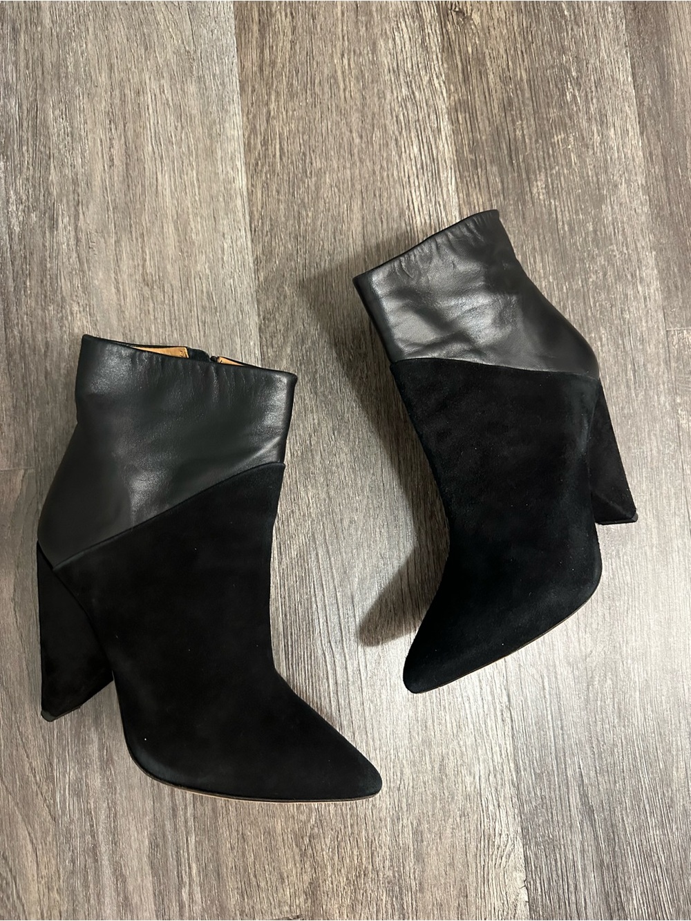 IRO Black Suede & Leather Ankle Booties - Stylish Pointed Toe